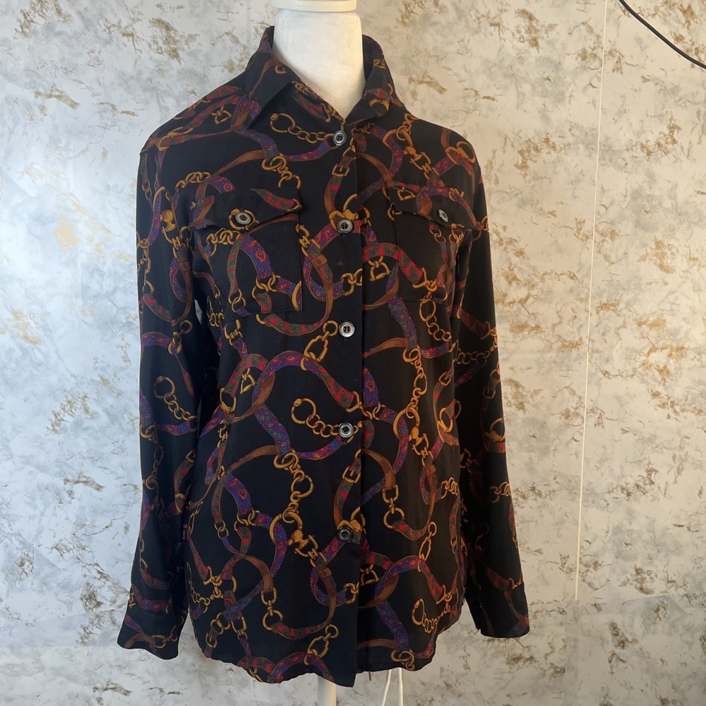 Vintage COMO sport By Cobra  Women's  Wool Button Up Shirt Sz S Money Italy
